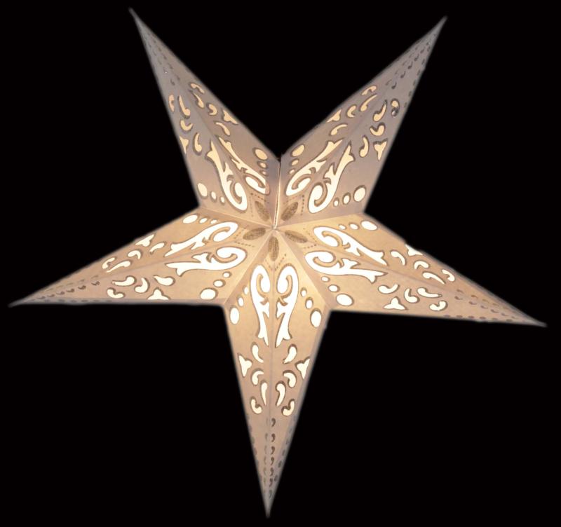 Baby Curves white / Glitter - Foldable glowing Paperstar with 5 points, 40 cm